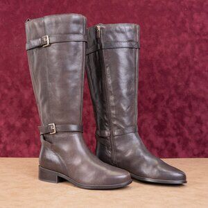 Rockport Women Harper Dark Brown Leather Wide Calf Lightweight Knee boots sz 7